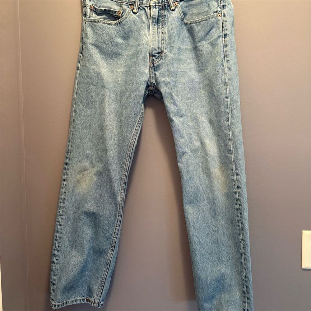 Levi's Men's Straight Jeans 34x30 Medium Wash Blue Denim 5-Pocket